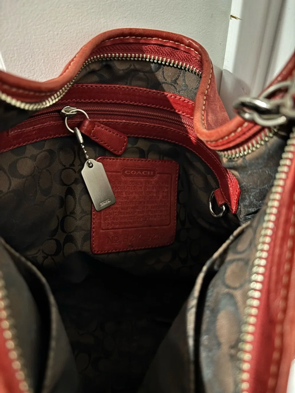 Vintage Coach Ergo 9219 Red Leather Hobo Shoulder Bag Y2K Slouchy Cowhide Purse - Picture 10 of 11